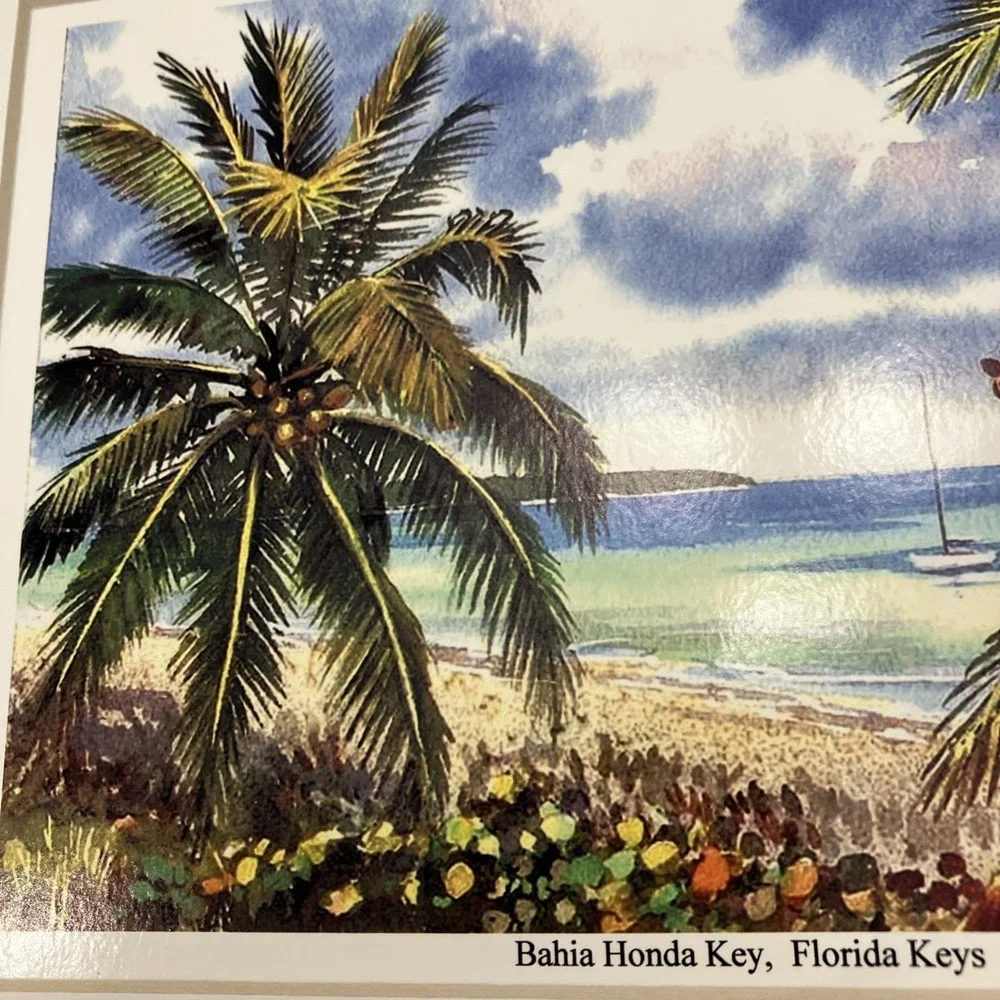 Bahia Honda Evening Glow Florida Keys Sailboat Tropical Painting George Salhofer